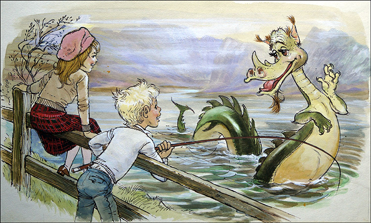 Catching the Loch Ness Monster (Original) by 20th Century at The Illustration Art Gallery