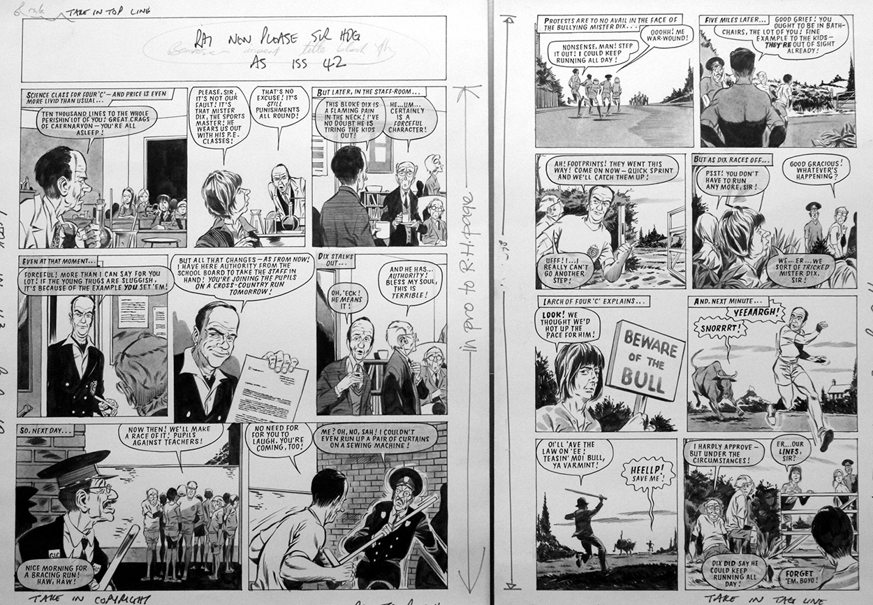 Please Sir! A Load Of Bull (TWO pages) (Originals) art by Graham Allen Art at The Illustration Art Gallery