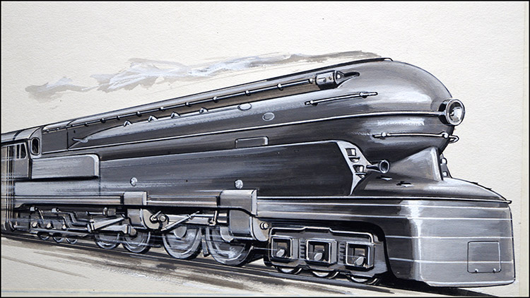 American Streamline Locomotive (Original) by John J Arnold at The Illustration Art Gallery