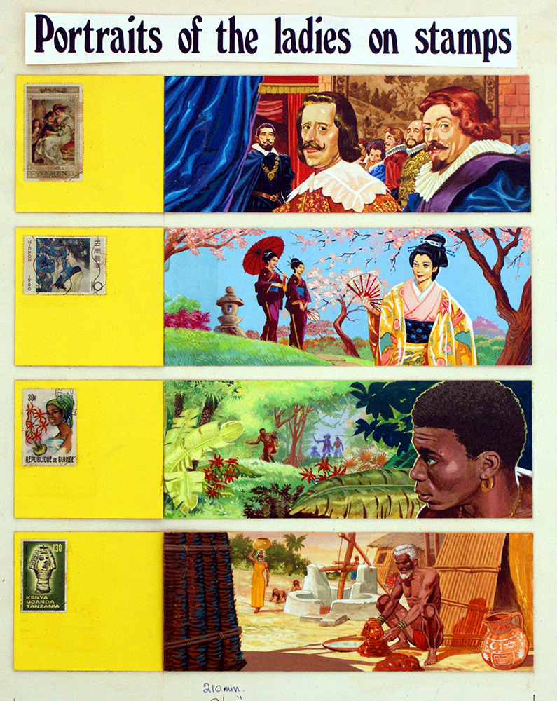 Portraits Of Ladies On Stamps (Original) art by Severino Baraldi Art at The Illustration Art Gallery