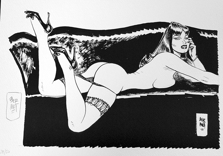 Reclining Nude (Limited Edition Print) (Signed) by Jordi Bernet Art at The Illustration Art Gallery