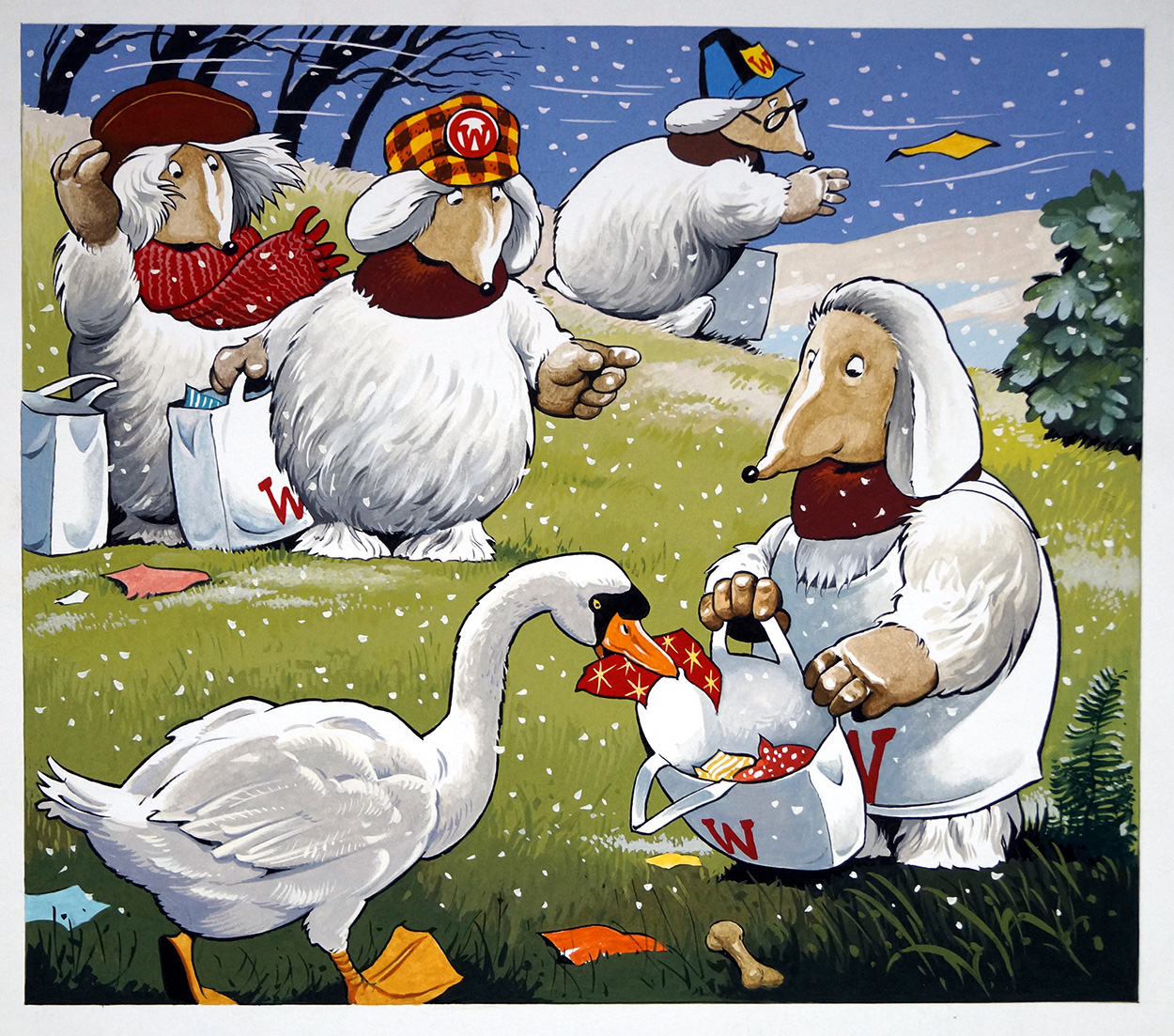 The Wombles: The Tidy Swan (TWO pages) (Originals) art by The Wombles (Blasco) Art at The Illustration Art Gallery