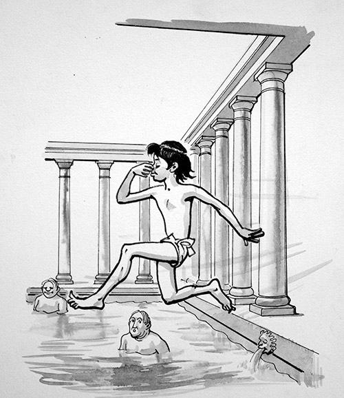The Roman Baths (Original) (Signed) by Architecture (Ralph Bruce) at The Illustration Art Gallery