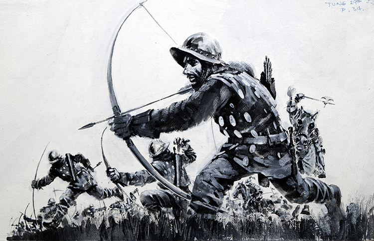 Bowmen at the Battle of Bannockburn (Original) by Other Military Art (Coton) at The Illustration Art Gallery