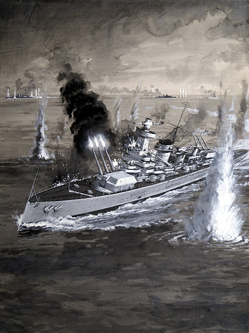 They Made Headlines: Battle of the River Plate (Original) by Other Military Art (Coton) at The Illustration Art Gallery