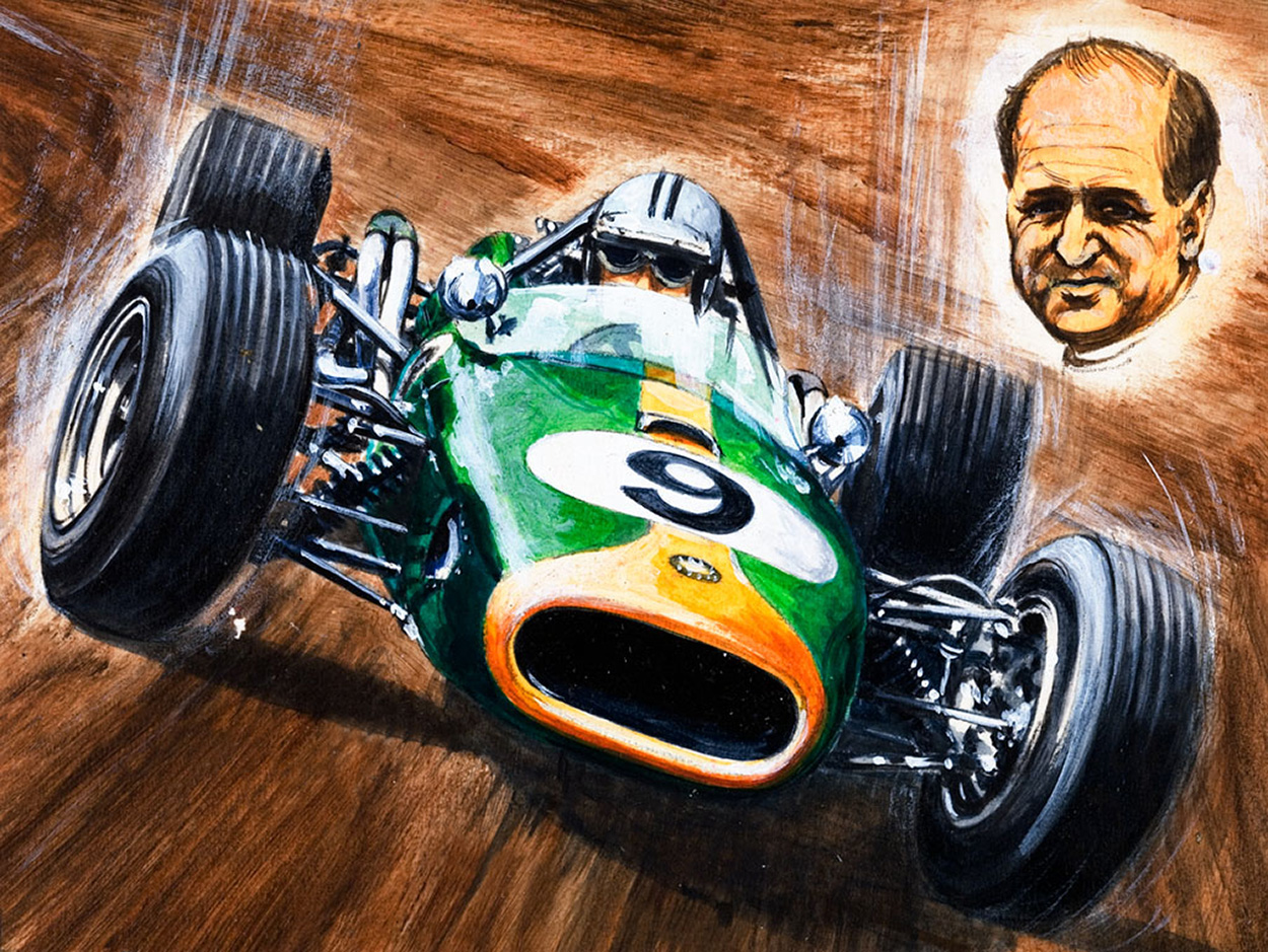 Racing Star Denis Hulme (Original) art by Graham Coton at The Illustration Art Gallery
