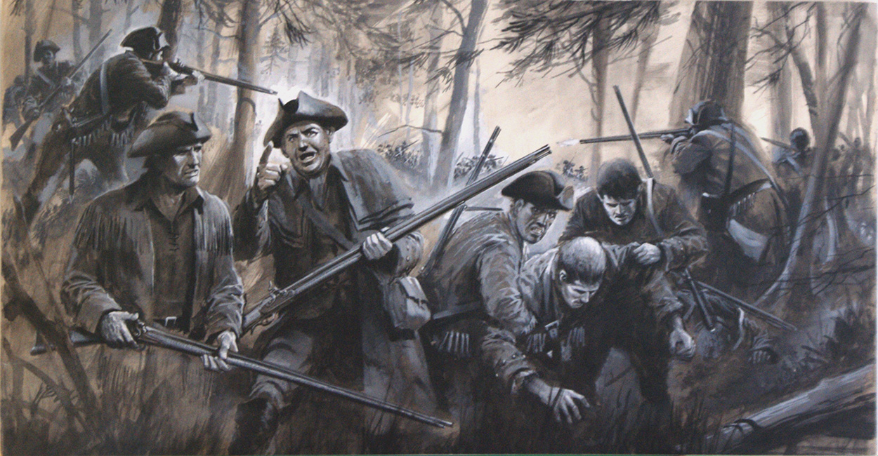 George Washington's men fell back through the bleak winter countryside (Original) art by Other Military Art (Coton) at The Illustration Art Gallery