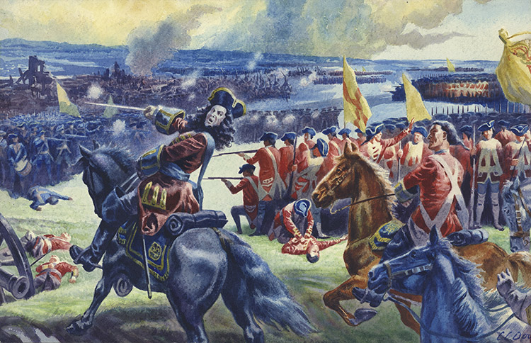 King George II in Battle (Original) (Signed) by British History (Doughty) at The Illustration Art Gallery