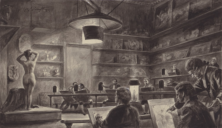 Life Class at The Royal Academy 1770 (Original) (Signed) by British History (Doughty) at The Illustration Art Gallery