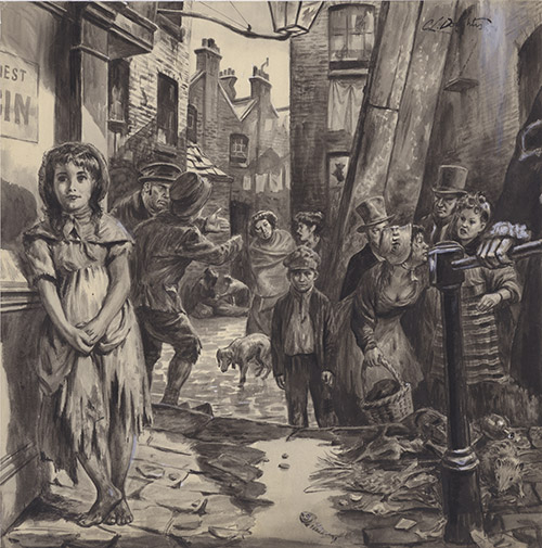 London Slums (Original) (Signed) by British History (Doughty) at The Illustration Art Gallery