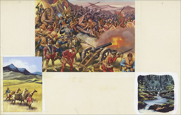 Conquistadors and the Battle of Cajamarca (Original) (Signed) by Central and South American History (Ron Embleton) at The Illustration Art Gallery