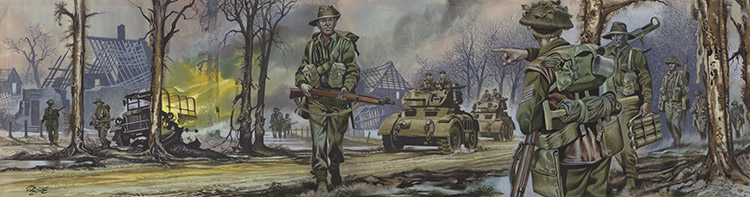 Australian Infantry and Tanks (Original) (Signed) by World War II (Ron Embleton) at The Illustration Art Gallery