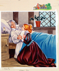 Belle kneels by her sick Father (Original)