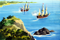 The Valiant Book Of Pirates - Ships Battle Off The Coast (Original)
