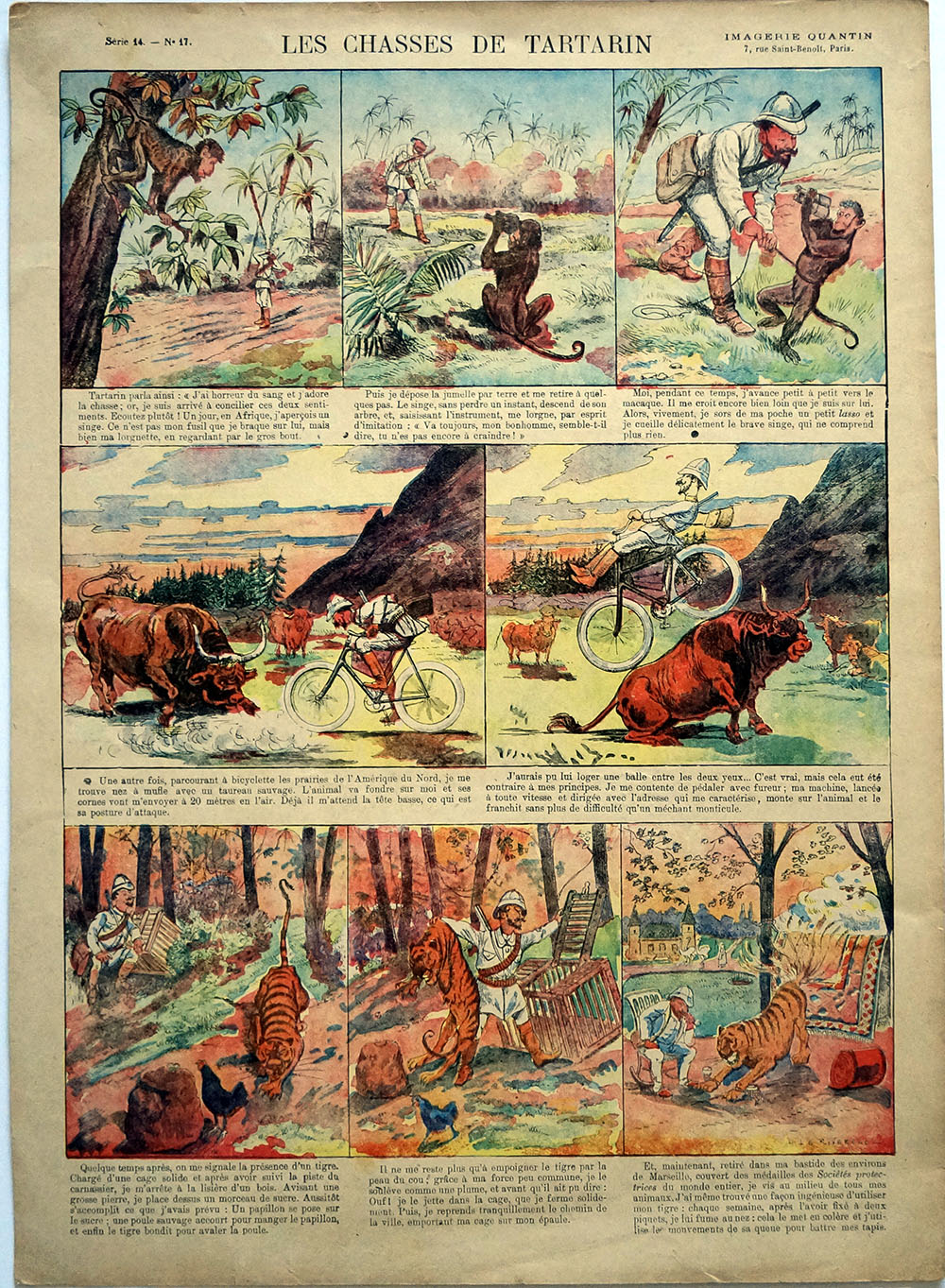 Imagerie dEpinal Les Chasses de Tartarin art by EARLY FRENCH original comic strips from 1888 at The Illustration Art Gallery