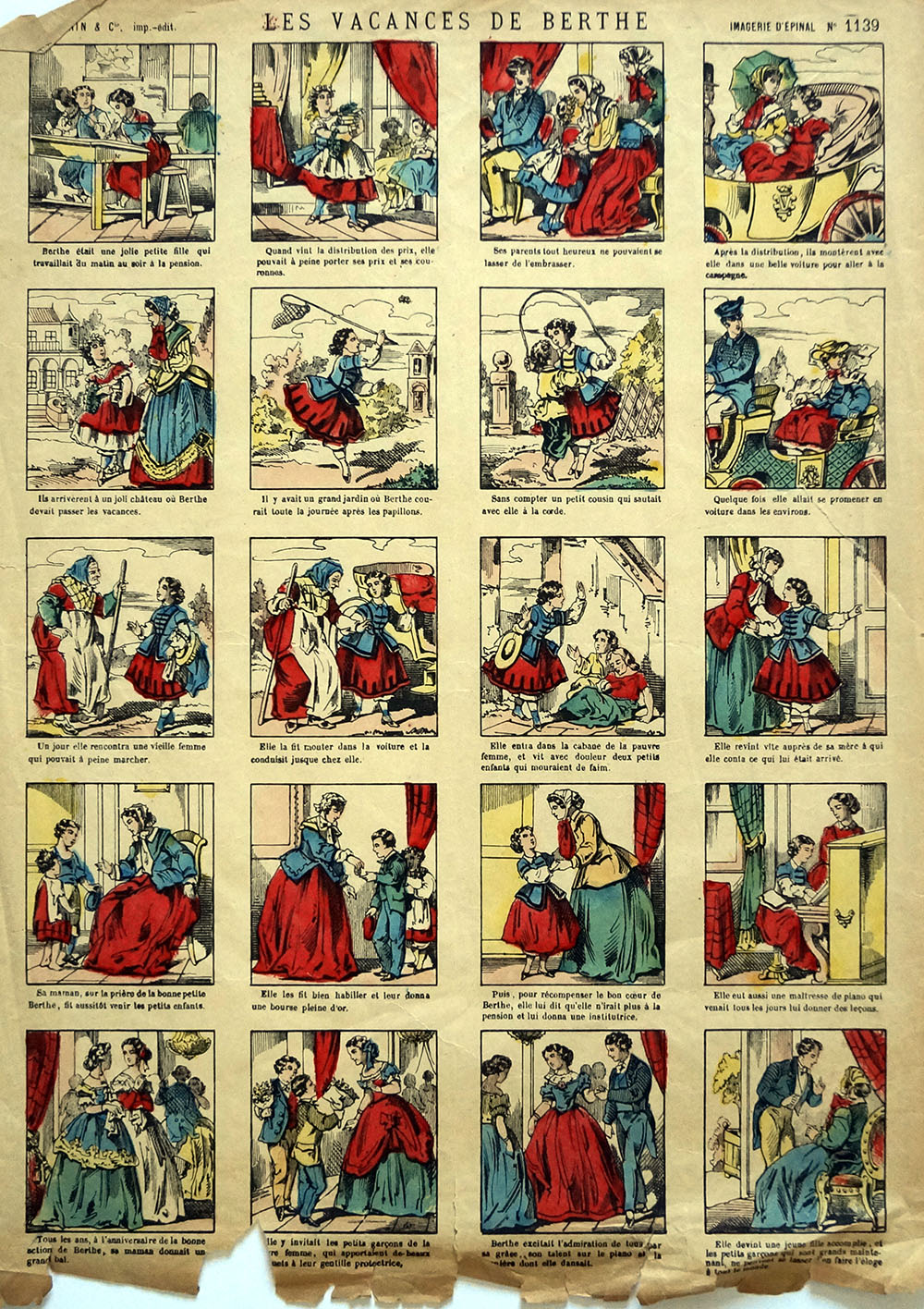 Imagerie dEpinal Les Vacances de Berthe art by EARLY FRENCH original comic strips from 1888 at The Illustration Art Gallery