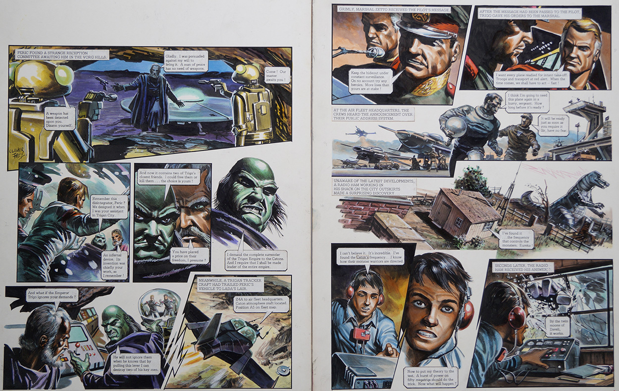 Complete Surrender from 'The Monsters of Caton' (TWO pages) (Originals) (Signed) art by The Trigan Empire (Oliver Frey) at The Illustration Art Gallery