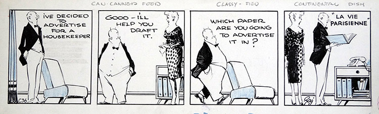 Pop daily strip by Gog 'Canned Food' (Original) (Signed) by Gordon Adam Hogg at The Illustration Art Gallery