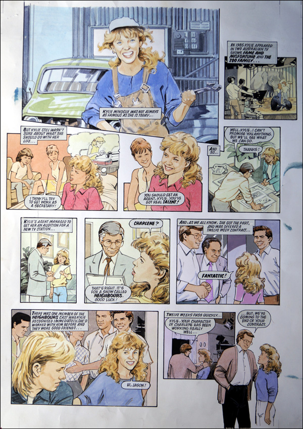 Kylie Minogue - Kylie's Story 4 (TWO pages) (Originals) by Maureen & Gordon Gray Art at The Illustration Art Gallery