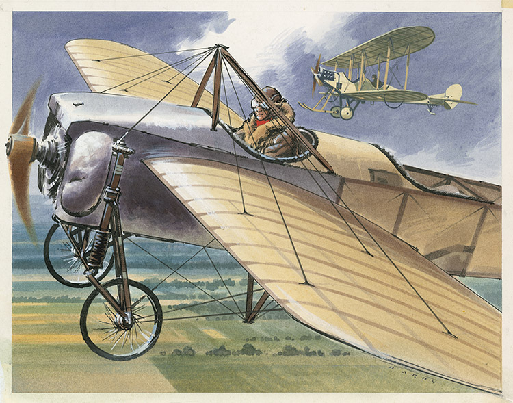 Bleriot X1 Monoplane (Original) (Signed) by Air (Wilf Hardy) at The Illustration Art Gallery