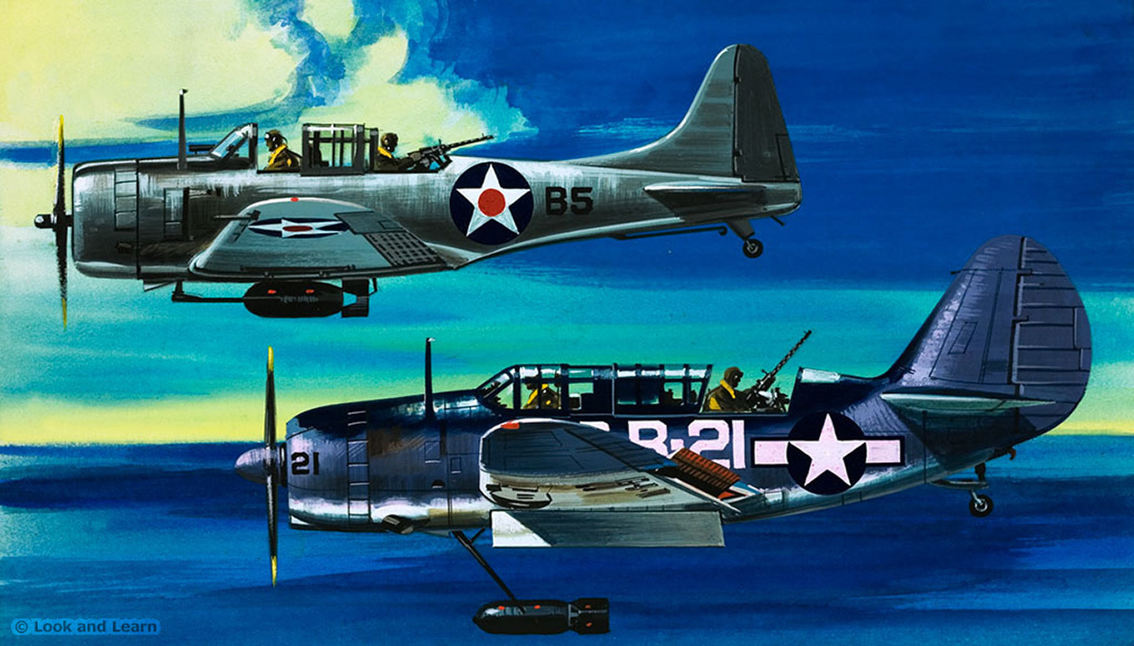 Douglas Dauntless and Curtiss Helldiver (Original) art by Air (Wilf Hardy) at The Illustration Art Gallery