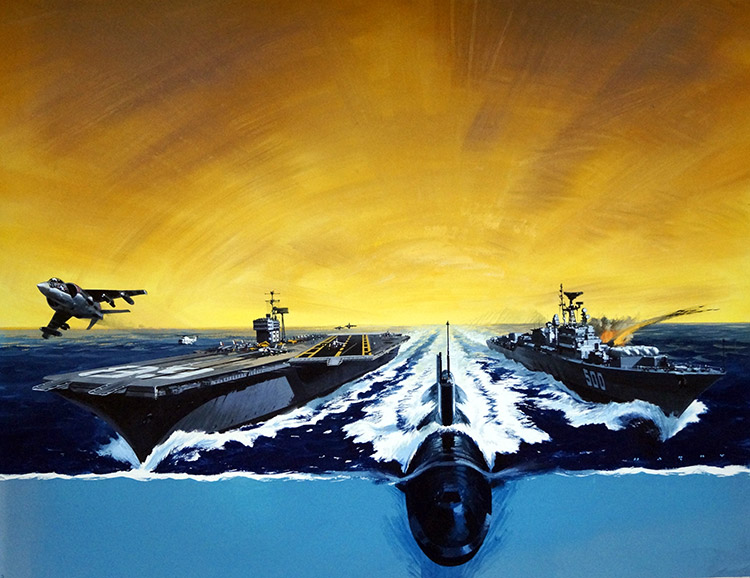 Defence at Sea (Original) (Signed) by Sea (Wilf Hardy) at The Illustration Art Gallery
