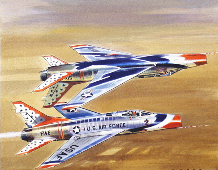 Thunderbirds! USAF Aerobatic Display Team (Original) (Signed) by Air (Wilf Hardy) at The Illustration Art Gallery