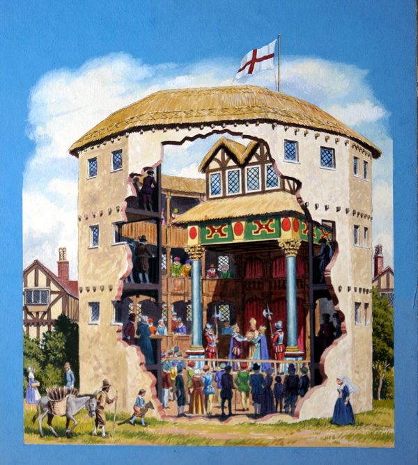The Original Globe Theatre (Original) by Donald Hartley at The Illustration Art Gallery
