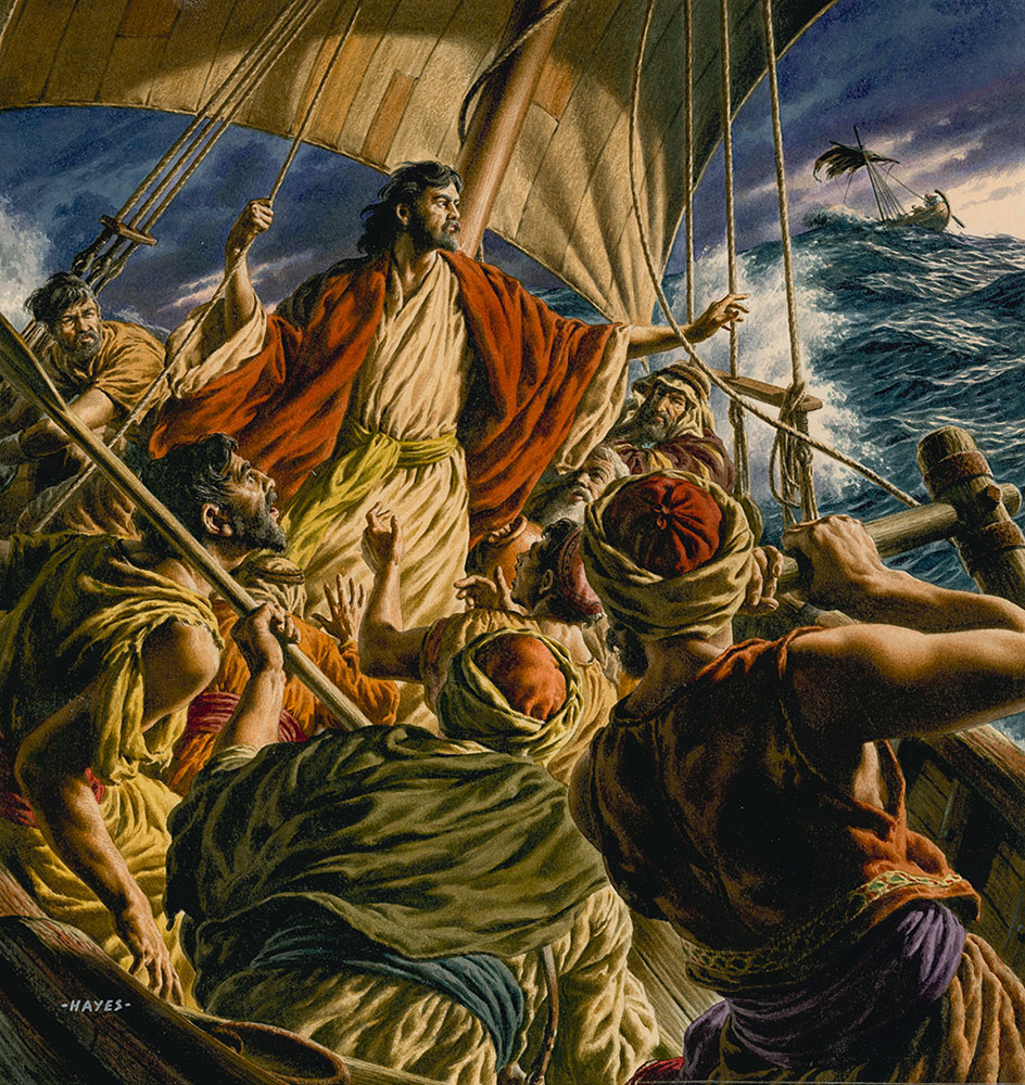 Christ Commands the Sea to be Calm (Original) (Signed) art by Jack Hayes Art at The Illustration Art Gallery