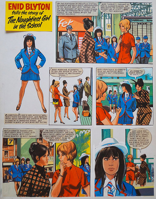 Enid Blyton's The Naughtiest Girl in the School: Miss Thomas and The New Girl (TWO pages) (Originals) by Tony Higham Art at The Illustration Art Gallery