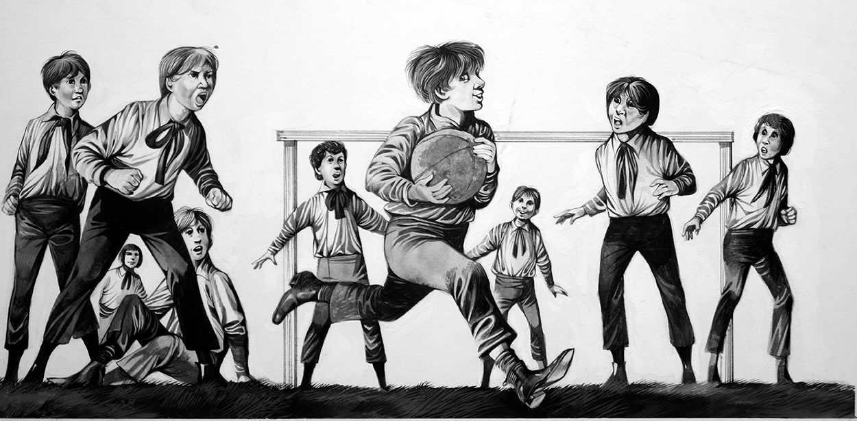 The Origins of Rugby Football (Original) art by Richard Hook Art at The Illustration Art Gallery