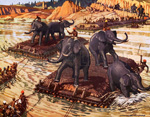 Hannibal's elephants crossing the Rhone (Original Macmillan Poster) (Print)