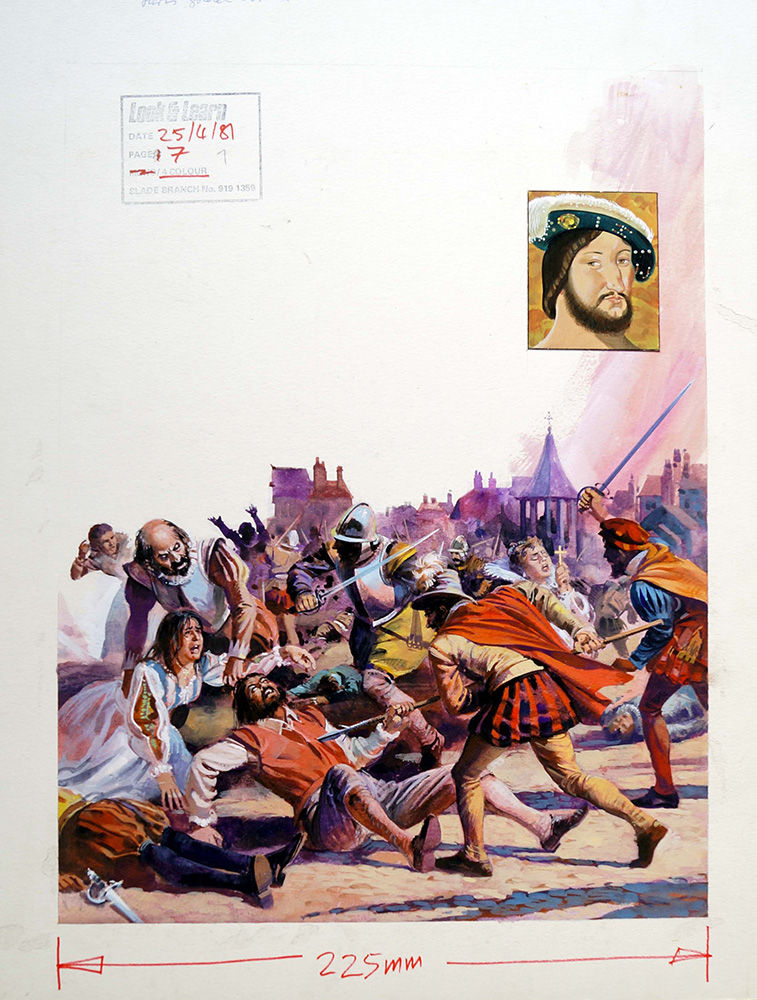 History Of France - The St. Bartholomew's Day Massacre (Original) art by Andrew Howat Art at The Illustration Art Gallery
