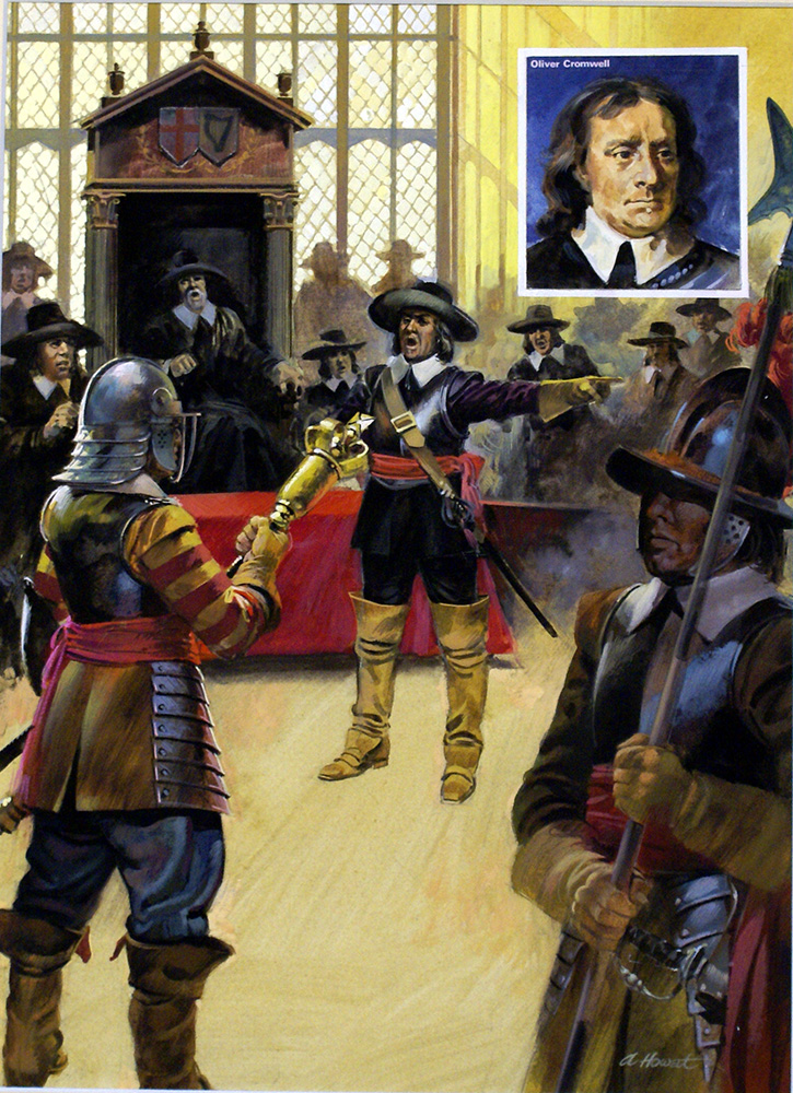 Oliver Cromwell Clearing Parliament (Original) (Signed) art by British History (Howat) at The Illustration Art Gallery