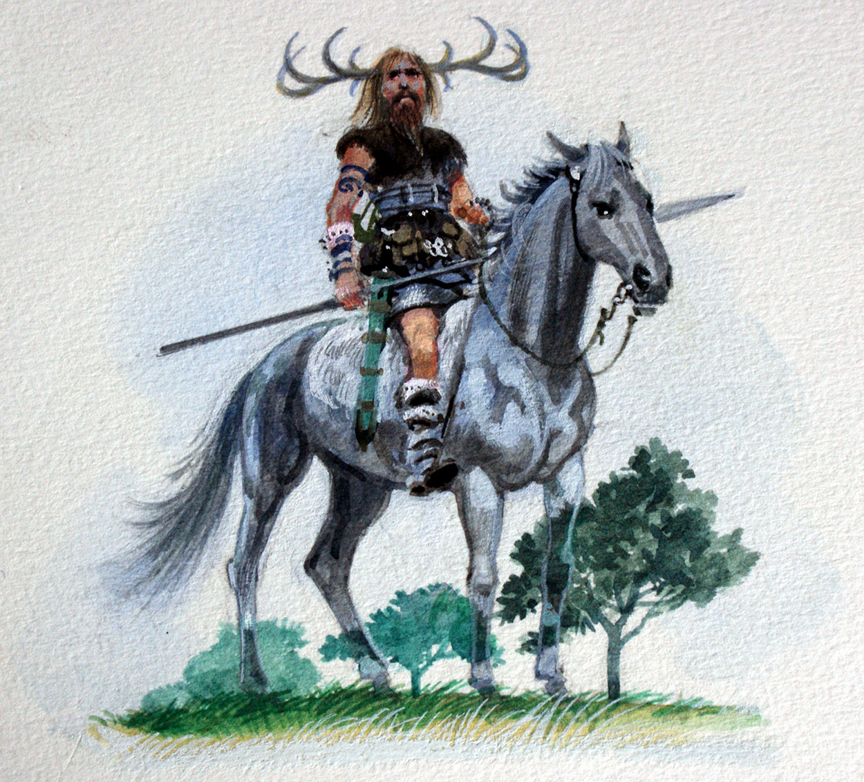 Herne the Hunter on Horseback (Original) art by British History (Howat) at The Illustration Art Gallery