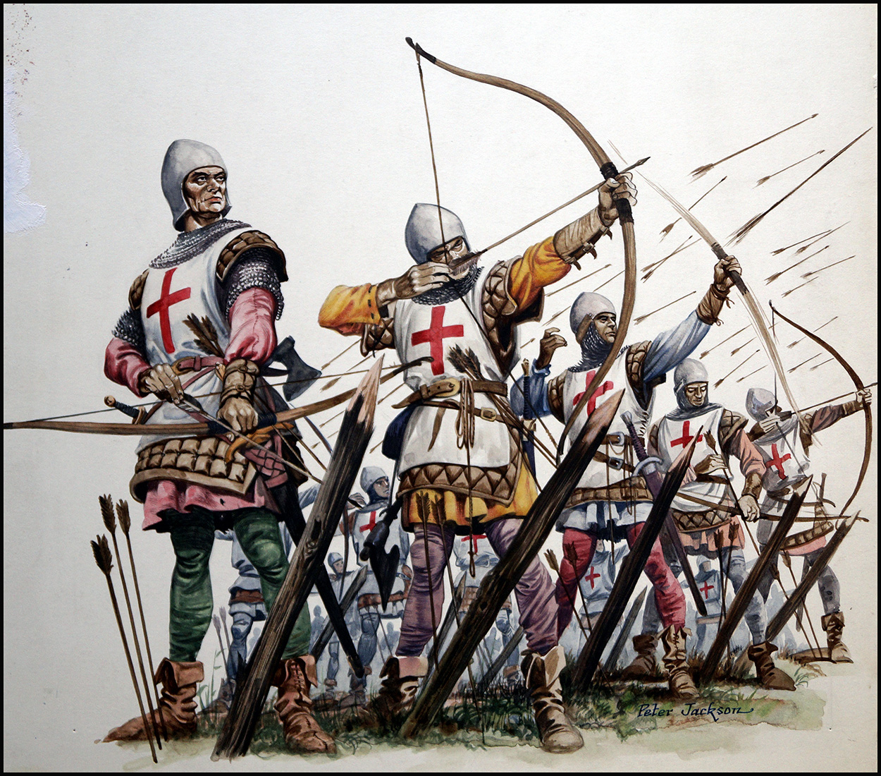 The Archers Of Crecy (Original) (Signed) art by British History (Peter Jackson) at The Illustration Art Gallery