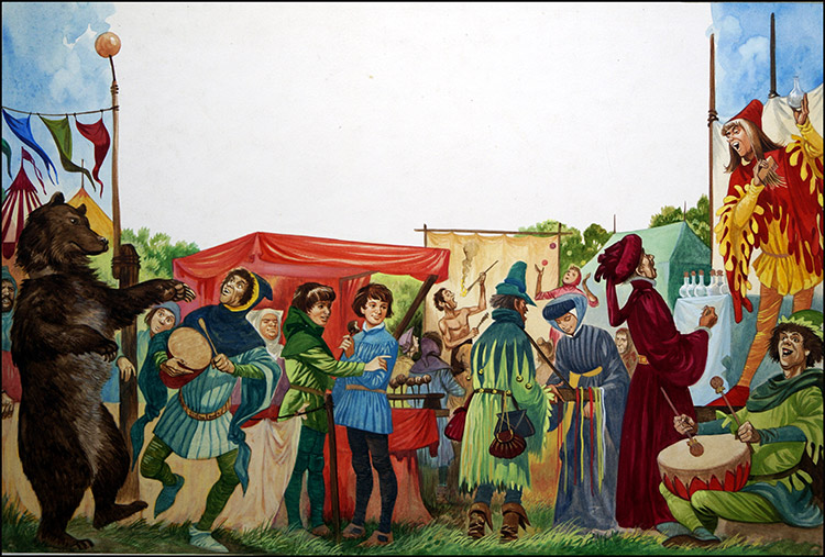 A Medieval Fair (Original) by British History (Peter Jackson) at The Illustration Art Gallery