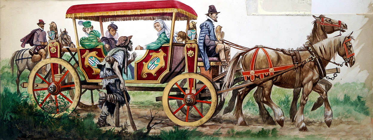 A Tudor Period Horse and Carriage (Original) art by British History (Peter Jackson) at The Illustration Art Gallery