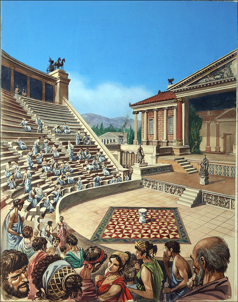 Greek Theatre (Original) art by Peter Jackson at The Illustration Art Gallery