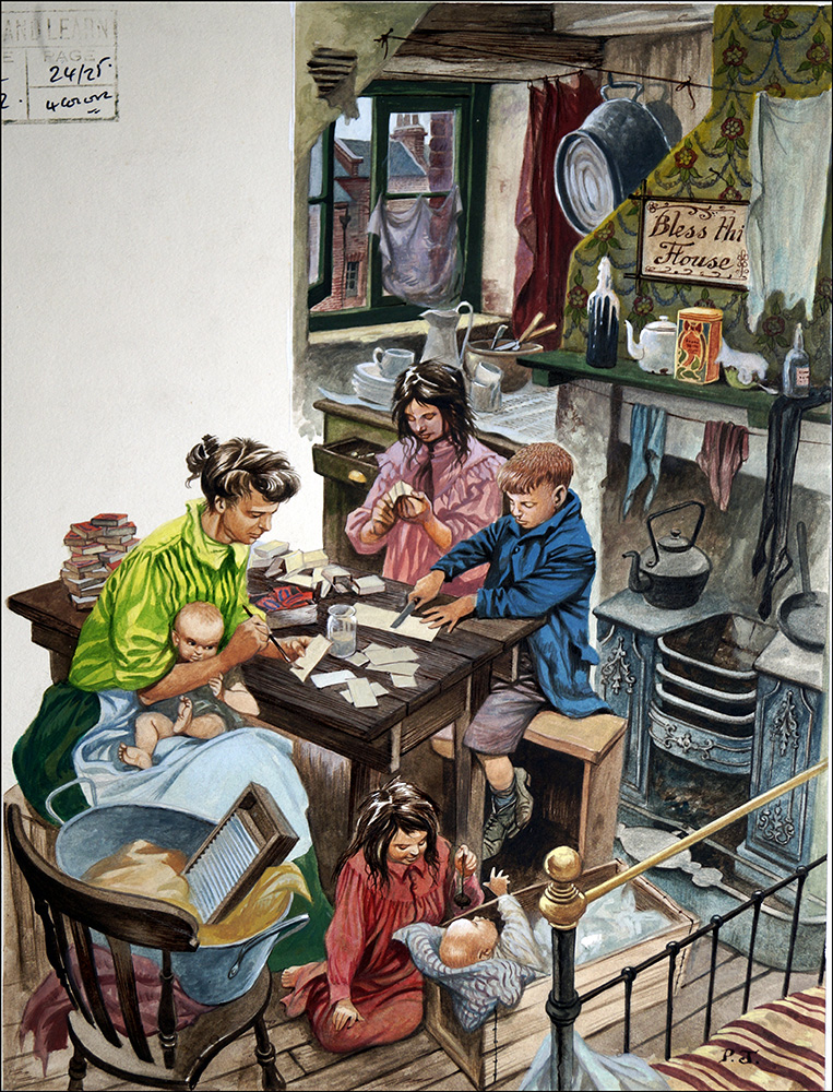 Family Poverty in Victorian Britain (Original) (Signed) art by British History (Peter Jackson) at The Illustration Art Gallery