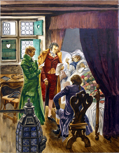 Mozart's Deathbed (Original) by Peter Jackson at The Illustration Art Gallery