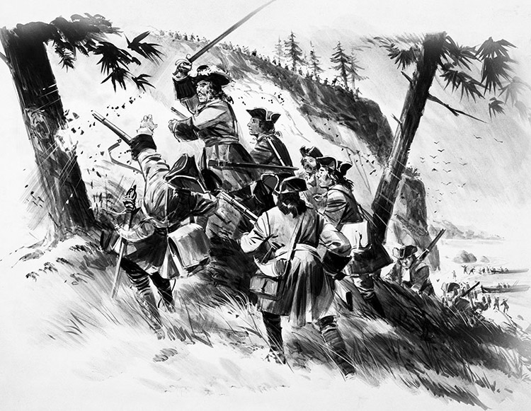 French troops storming Little Belle were faced with wooden cut-out soldiers (Original) by Bill Lacey Art at The Illustration Art Gallery
