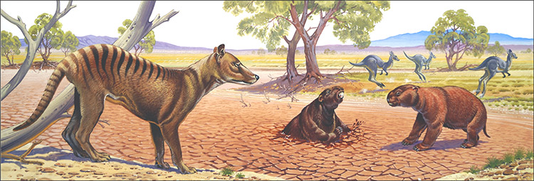 Pleistocene Outback Australia (Original) by Bernard Long Art at The Illustration Art Gallery