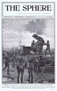 British Anti Aircraft Gun shelling a German aeroplane 1915  (original cover page) (Print)