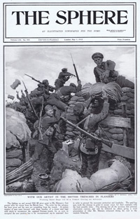 Pitching Sand Bags out of the trenches during an advance in 1915  (original cover page) (Print)