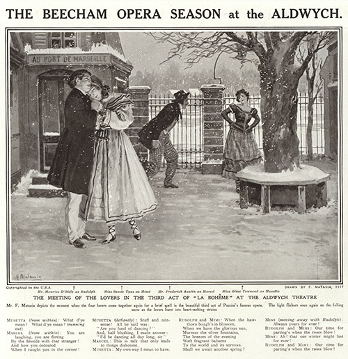 The Beecham Opera Season at the Aldwych 1917  (original cover page The Sphere 1917) (Print) by 1917 (Matania original prints) at The Illustration Art Gallery