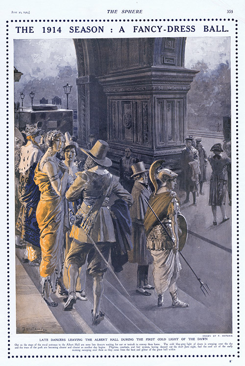 The 1914 Season: A Fancy Dress Ball at The Albert Hall  (original page 1914) (Print) by 1914 (Matania original prints) at The Illustration Art Gallery
