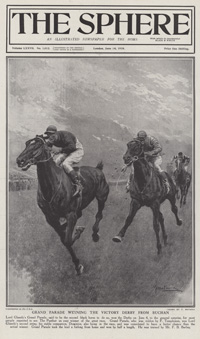 Grand Parade wins the Derby in 1919 (original cover page The Sphere 1919) (Print)