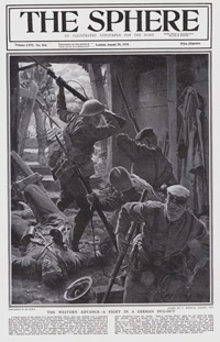 The Western Front a Fight in a German Dugout 1916  (original cover page The Sphere 1916) (Print)