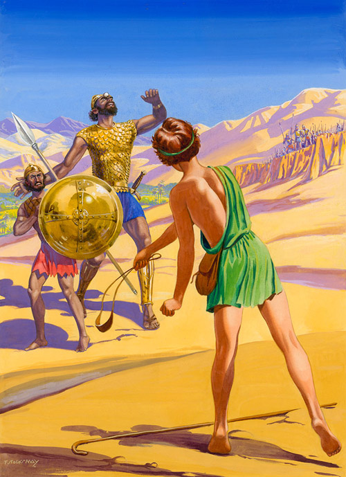 David and Goliath (Original) (Signed) by F Stocks May Art at The Illustration Art Gallery